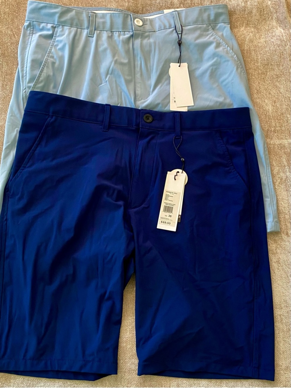 Two (2) Kenneth Cole Athletic Shorts in Navy & Light Blue